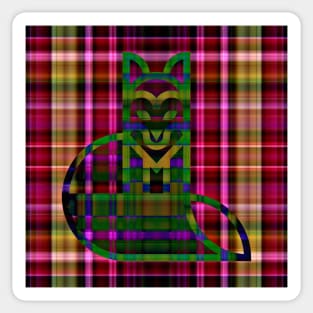 Green Plaid Kitty Sticker